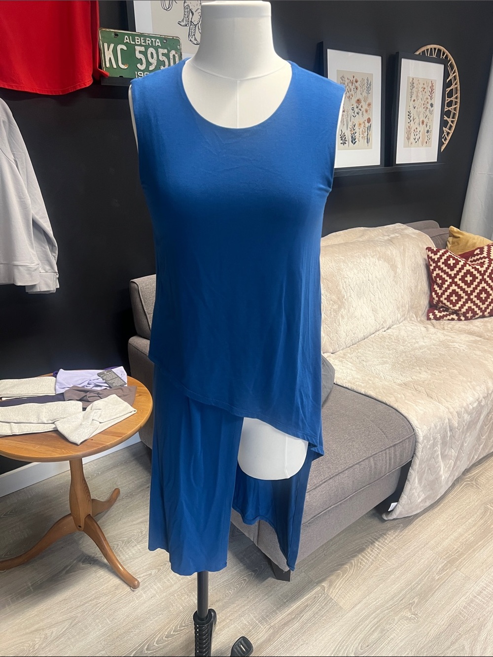 Sleeveless Asymmetric Tunic Top in Royal Blue
